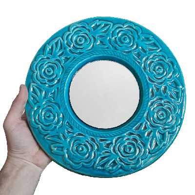 آینه سفالی کد 3 به همراه پایه نگهدارنده