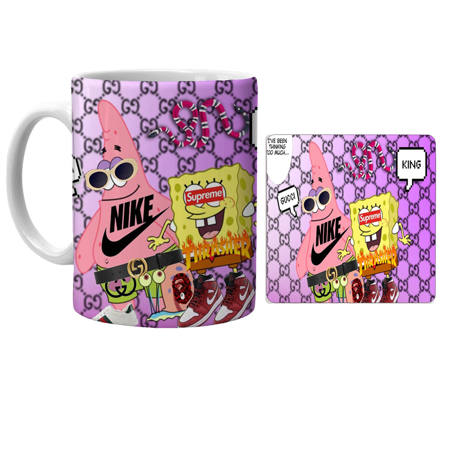 ماگ مدل باب اسفنجی کد xo7 به همراه زیرلیوانی