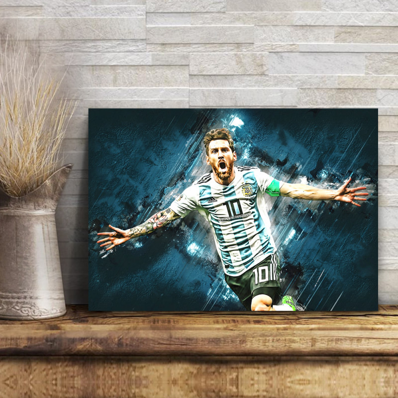 تابلو شاسی دنیای قاب مدل لیونل مسی طرح فوتبال | دنیای قاب