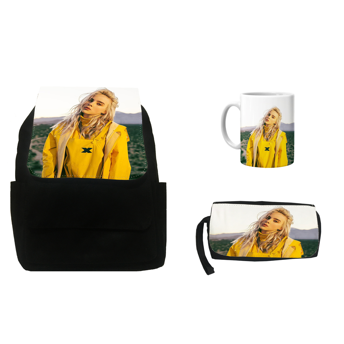 کوله پشتی طرح بیلی ایلیش کد Si20 به همراه جامدادی و ماگ