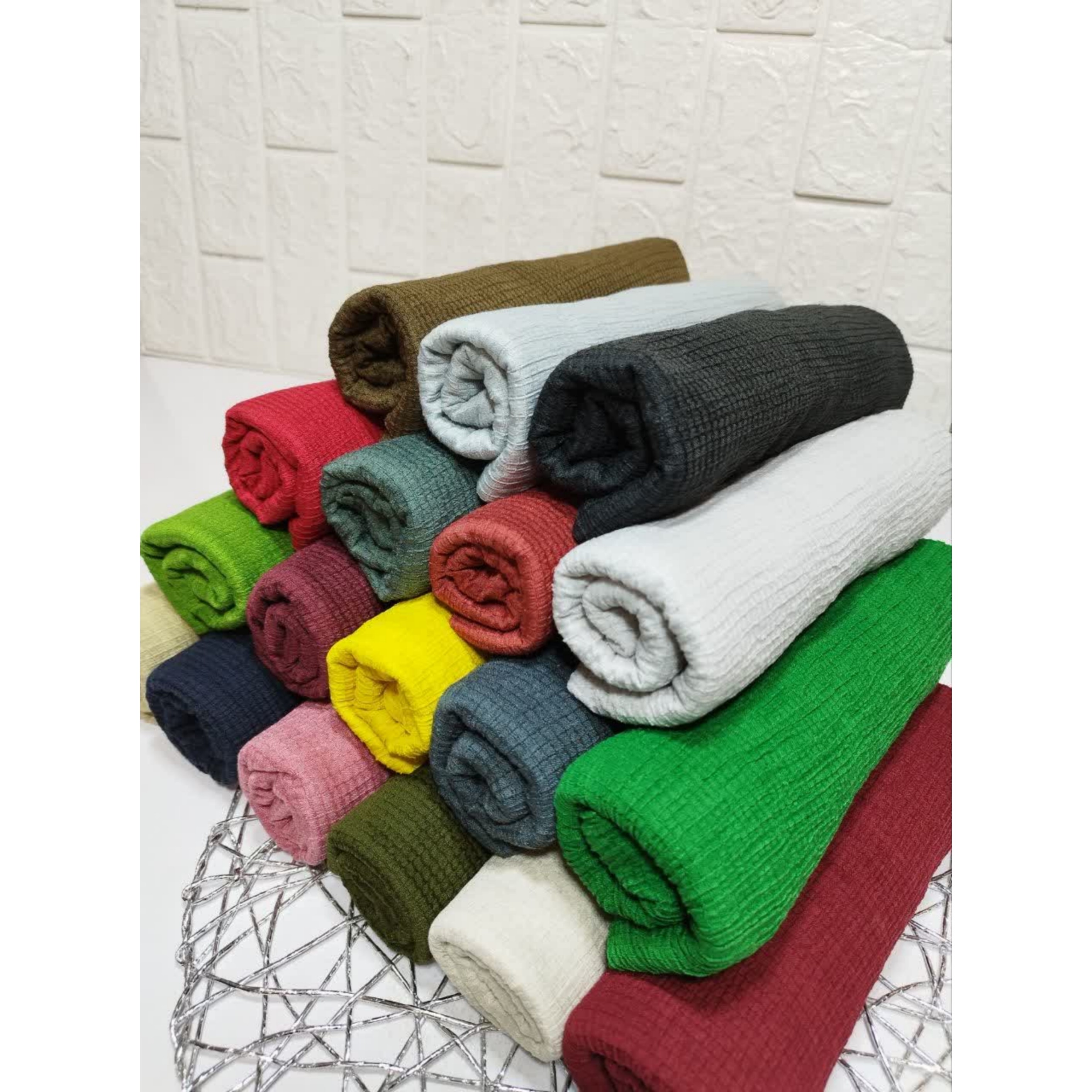 شال نخی پفکی رنگارنگ خنک تابستانه سبک ارسال سریع