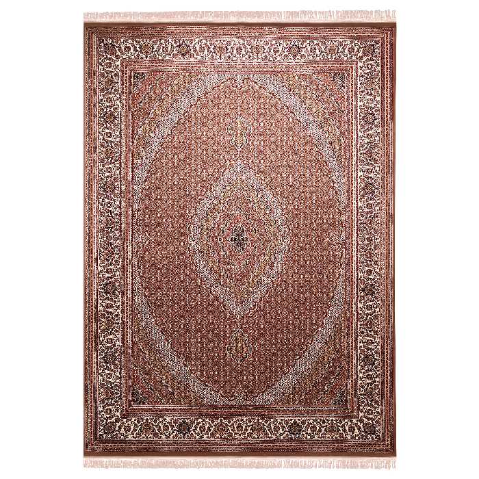 فرش ماشینی زمرد مشهد مدل ریز ماهی زمینه بژ