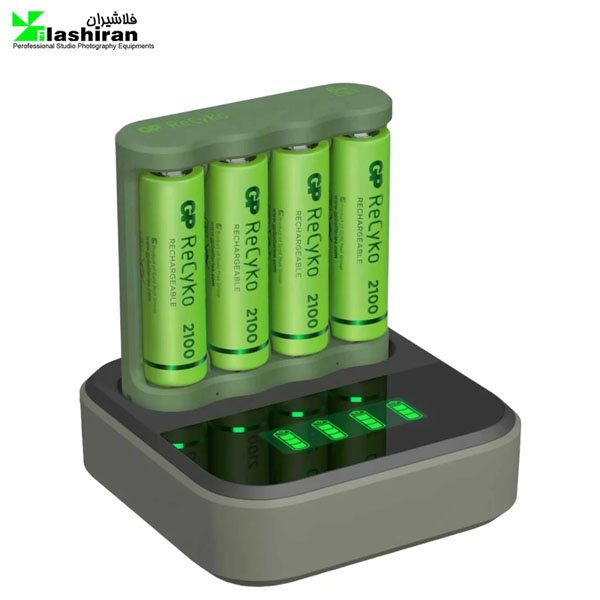 شارژر باتری جی پی مدل B421 ReCyko به همراه 4 عدد باتری قلمی