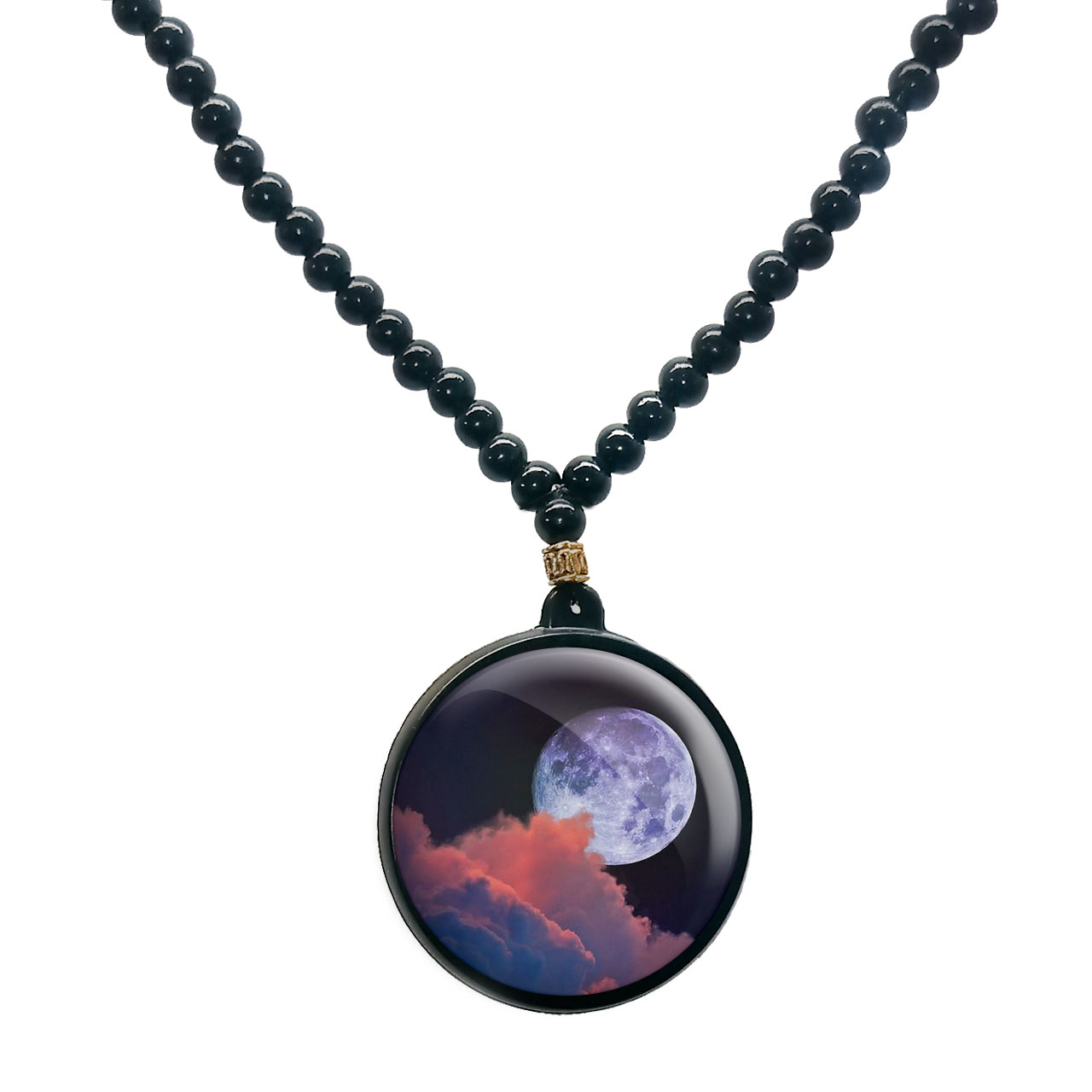 گردنبند پرمانه طرح ماه کد pmd.24704 مدل دو طرفه