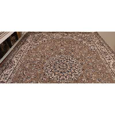 فرش ماشینی زمرد مشهد مدل BEJ007 زمینه بژ