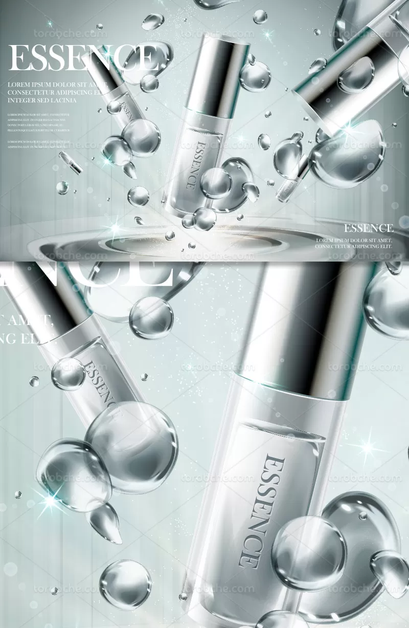 وکتور محصول آرایشی تبلیغاتی نقره ای | گرافیک با طعم تربچه