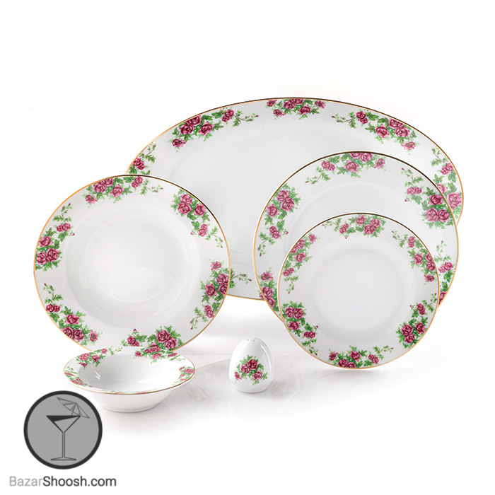 سرویس غذاخوری بیدگل 28 پارچه سری ایتالیا اف 6 نفره چینی زرین