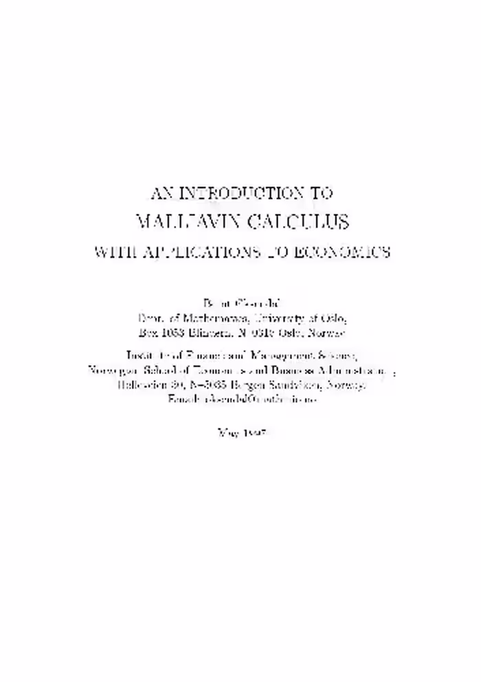 خرید و دانلود نسخه کامل کتاب Introductiont to Malliavin calculus with applications to economics