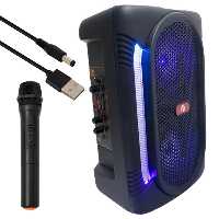 اسپیکر بلوتوثی شارژی بیسیم 13 اینچ حجم صدای بلند مناسب مجالس تا 100 نفر  دارای میکروفون بیسیم با رقص نور زیبا