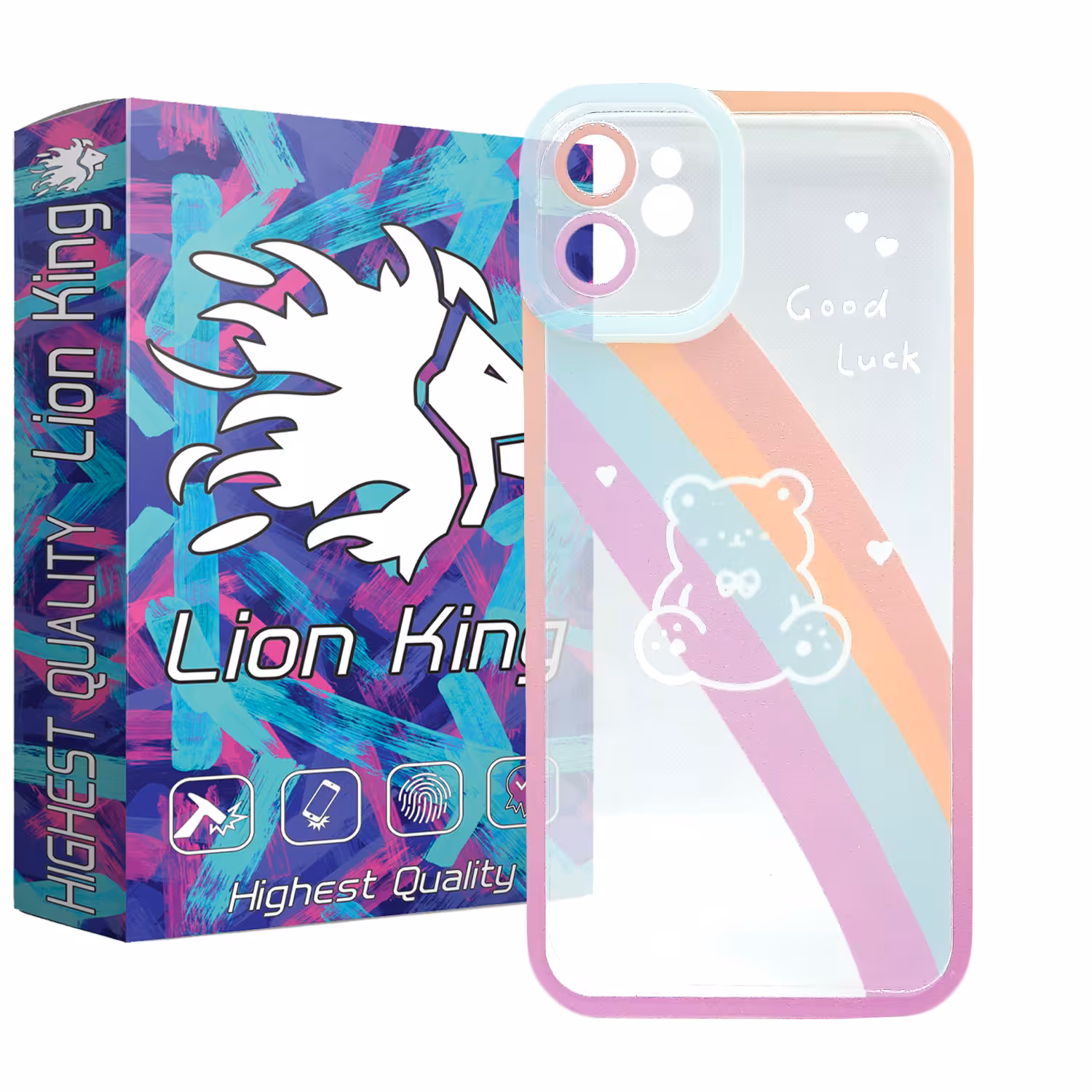 کاور لاین کینگ مدل خرس رنگین کمانی مناسب برای گوشی موبایل اپل IPhone 12