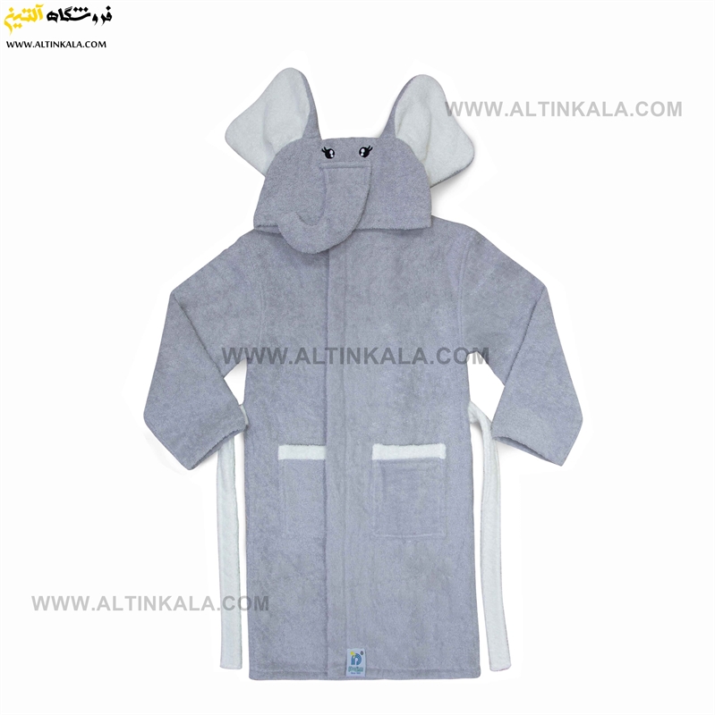 حوله پالتویی کودک پودایران طرح فیل طوسی سایز 90