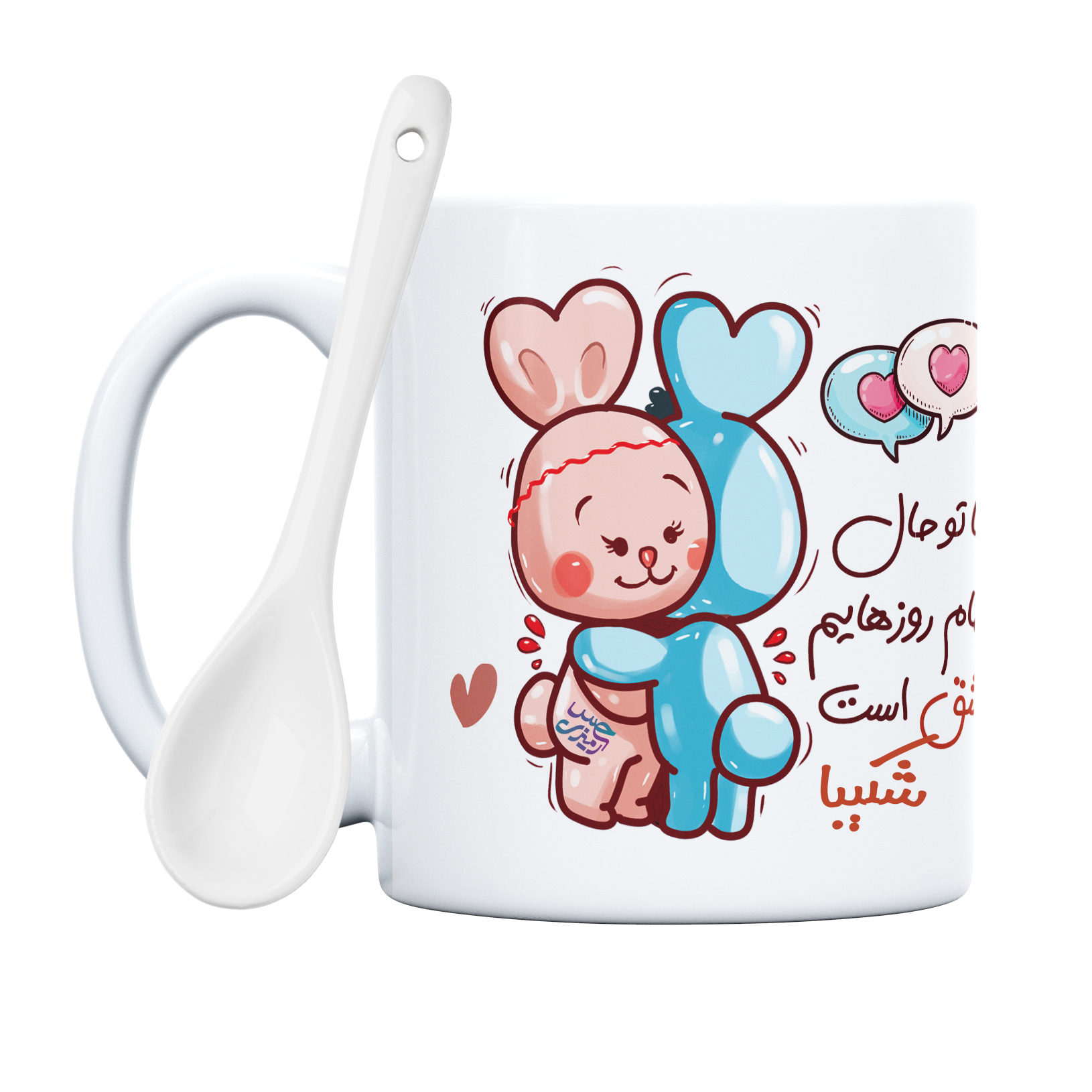 ماگ حس آمیزی طرح روز عشق خرگوشی مدل شکیبا 