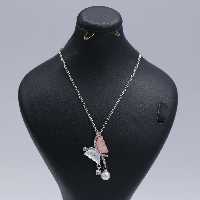 گردنبند دخترانه طرح پروانه رنگی آویزدار نقره ای 73921