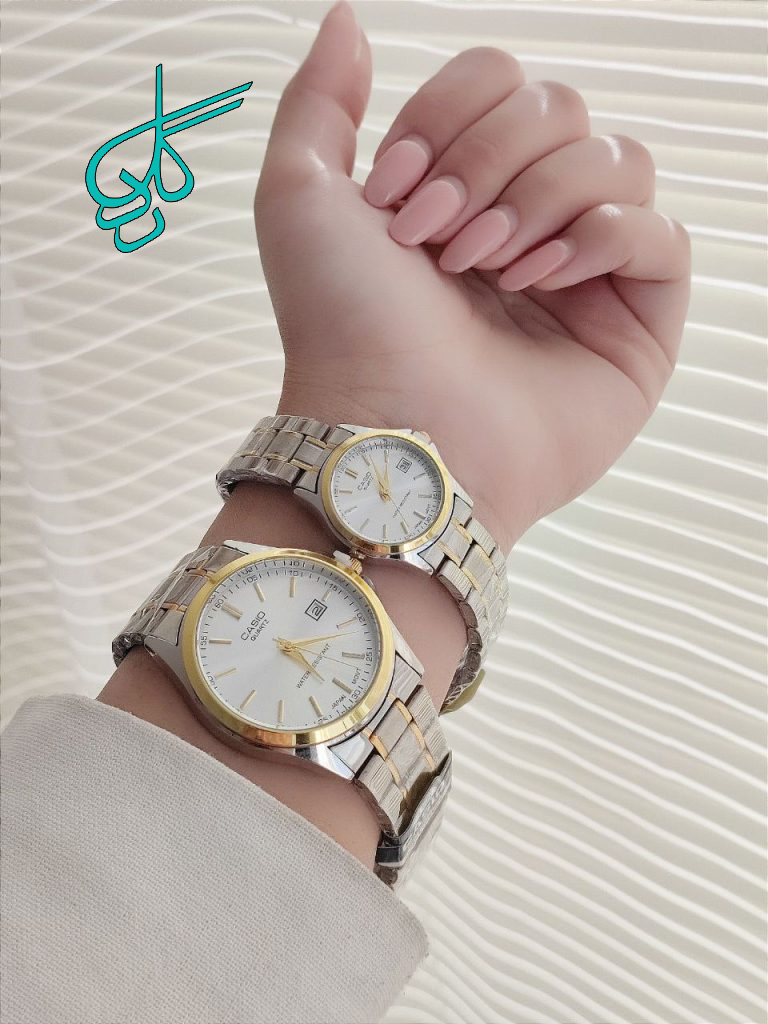 خرید ست ساعت مردانه و زنانه کاسیو تقویم دار رنگ ثابت دارای قفل ضامن دار کیفیت عالی رنگ بندی متنوع کد 2115655 - ردگل