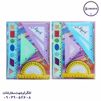 ست 4 تکه خط کش.گونیا. نقاله. ژله ای (30) گرافیک