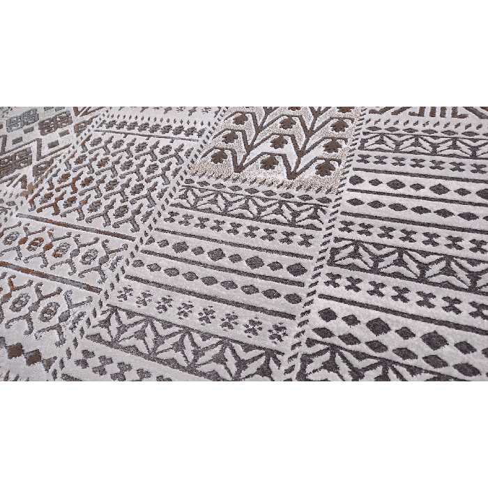 فرش ماشینی زمرد مشهد مدل KR24 زمینه طوسی