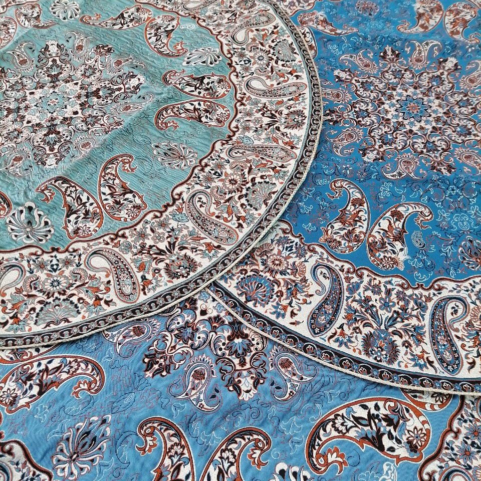 رومیزی ترمه گرد طرح شاهسوند با کیفیت عالی و تنوع رنگی شیک و جذاب
