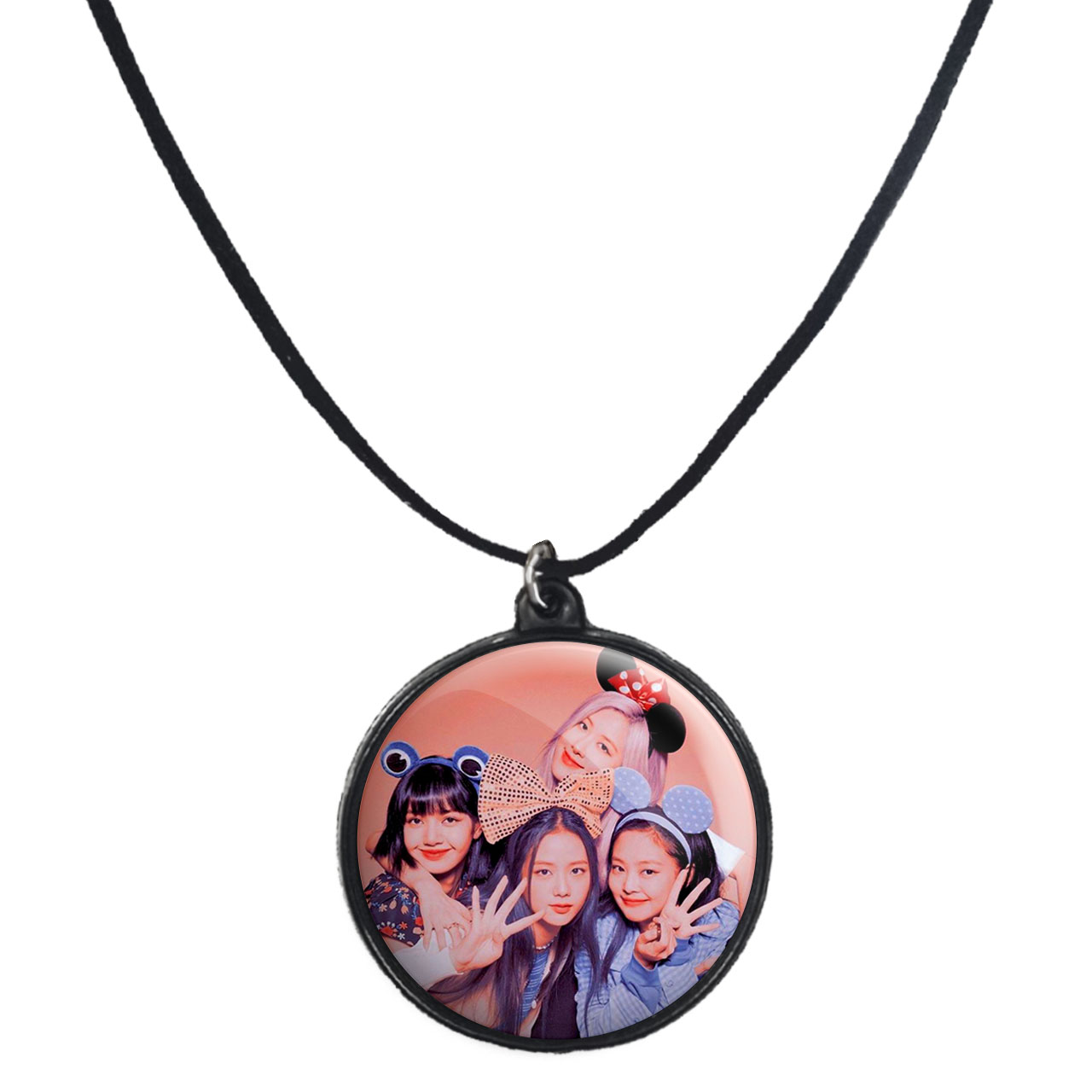 گردنبند پرمانه طرح بلک پینک کد pmb.17765 مدل دو طرفه