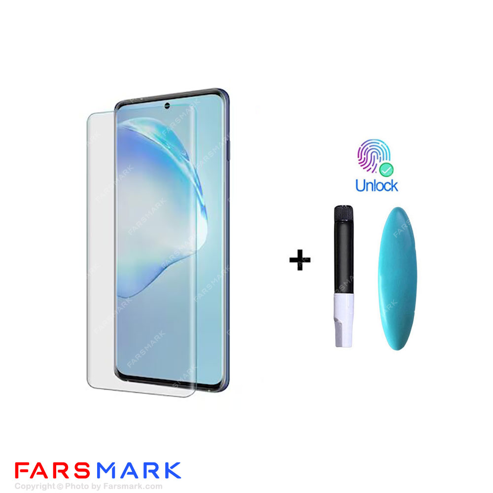 گلس تمام صفحه یووی شفاف Samsung Galaxy S22 Ultra 5G با چسپ UV