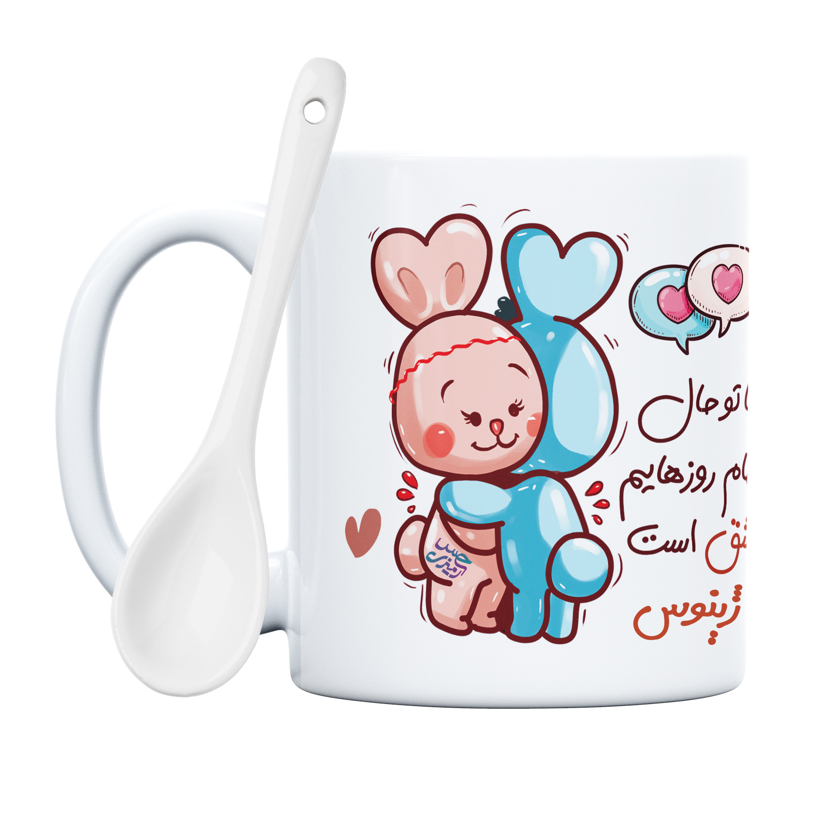 ماگ حس آمیزی طرح روز عشق خرگوشی مدل ژینوس 