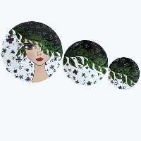 بشقاب دیوارکوب سفالی طرح دختر مجموعه 3عددی