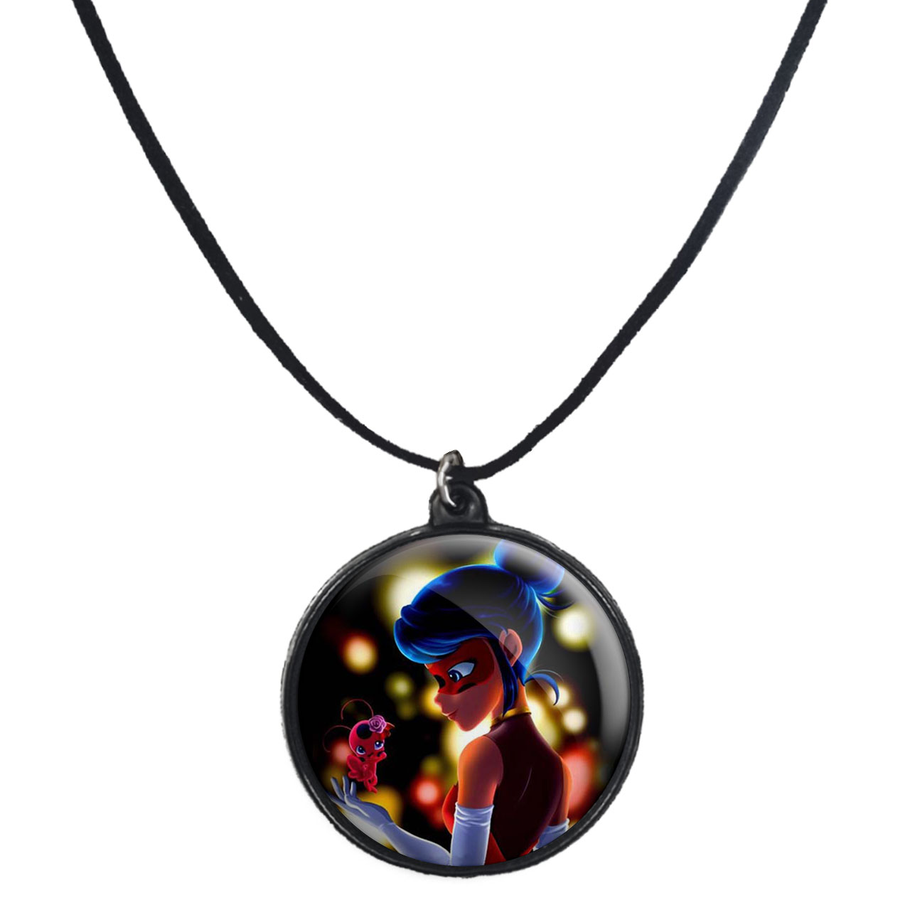 گردنبند پرمانه طرح کفشدوزکی کد pmb.612 مدل دو طرفه