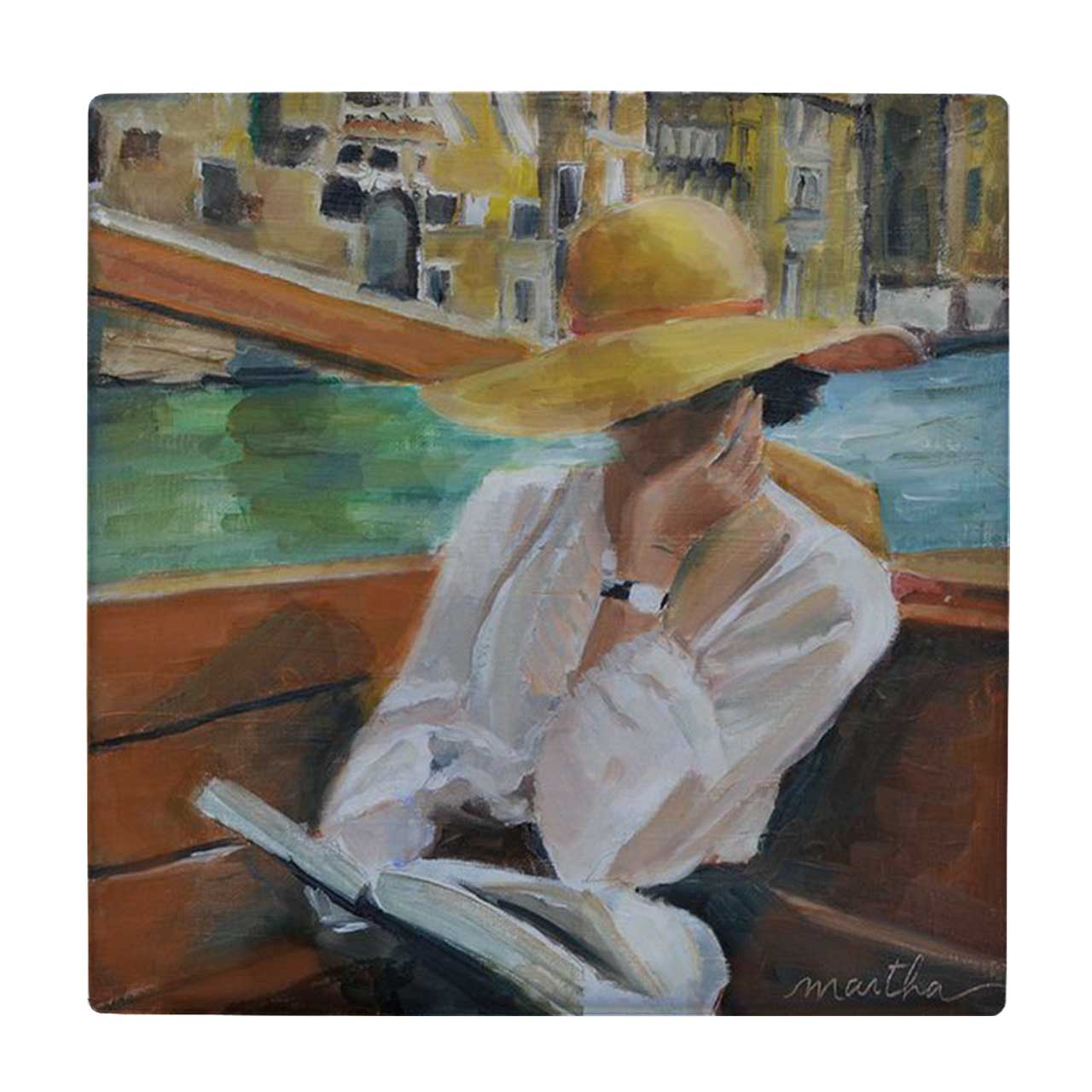 زیر لیوانی طرح بانوی کتاب خوان و منظره ونیز کد    3612624_1510