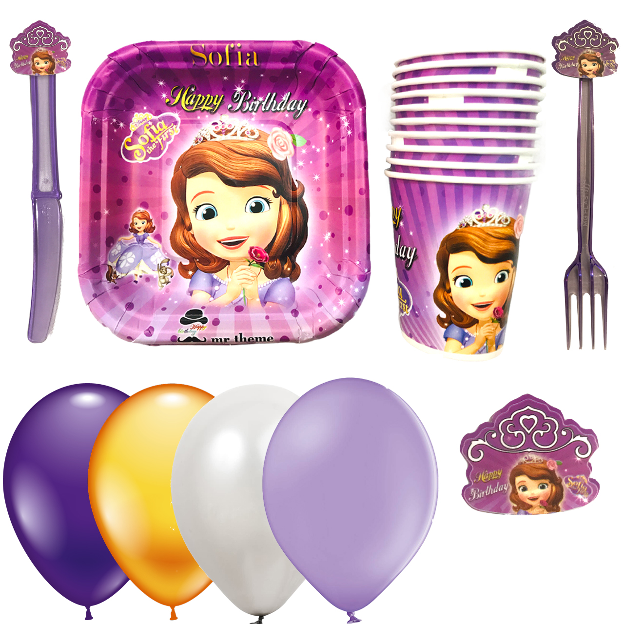 مجموعه 70 عددی تم تولد مستر تم طرح سوفیا پلاس 