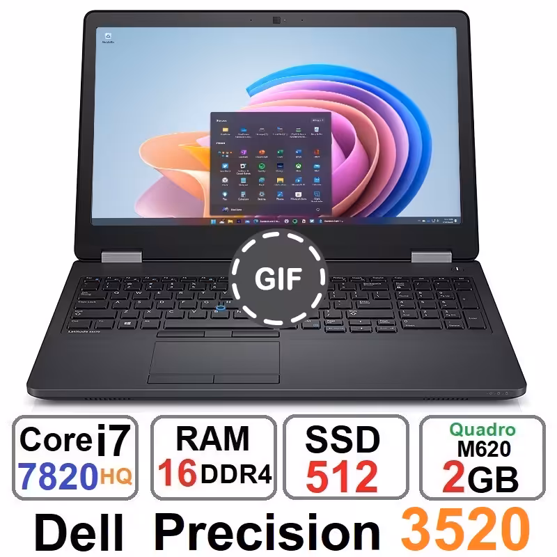 لپتاپ دل Dell Precision 3520 Core i7 7820HQ رم16و512