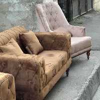 مبلمان راحتی هفت نفره چستر یونانی کلاف چوب روسی با کیفیت و مقاوم