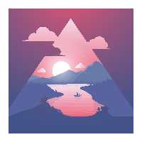 تابلو شاسی مدل R1087 طرح نقاشی کوه و دریا و قایق