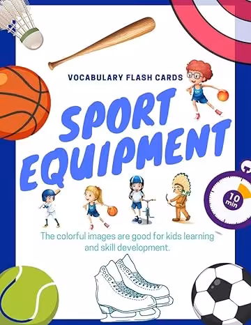خرید و دانلود نسخه کامل کتاب Sports equipment Flashcards vocabulary for Kids : Flashcards of sports equipment for Kids and Preschools for Learning &amp; Skill Development -   PDF