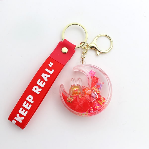 سرکلیدی شیشه ای آویز کیف آکواریومی هلال ماه قرمز 33854