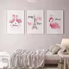 تابلو مدل دکوراتیو طرح برج ایفل پاریس و فلامینگو کد T110211 مجموعه 3 عددی