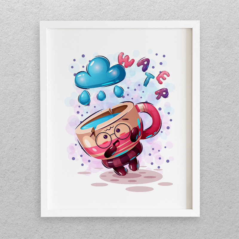 تابلو اتاق کودک مدل فانتزی طرح فنجان کارتونی کد 167 | دنیای قاب