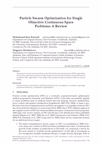 خرید و دانلود نسخه کامل کتاب Particle Swarm Optimization for Single Objective Continuous Space Problems: A Review