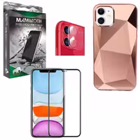 کاور ماموت طرح الماس مدل BNDL-ALMS مناسب برای گوشی موبایل اپل Iphone 11 به همراه محافظ صفحه نمایش و محافظ لنز دوربین