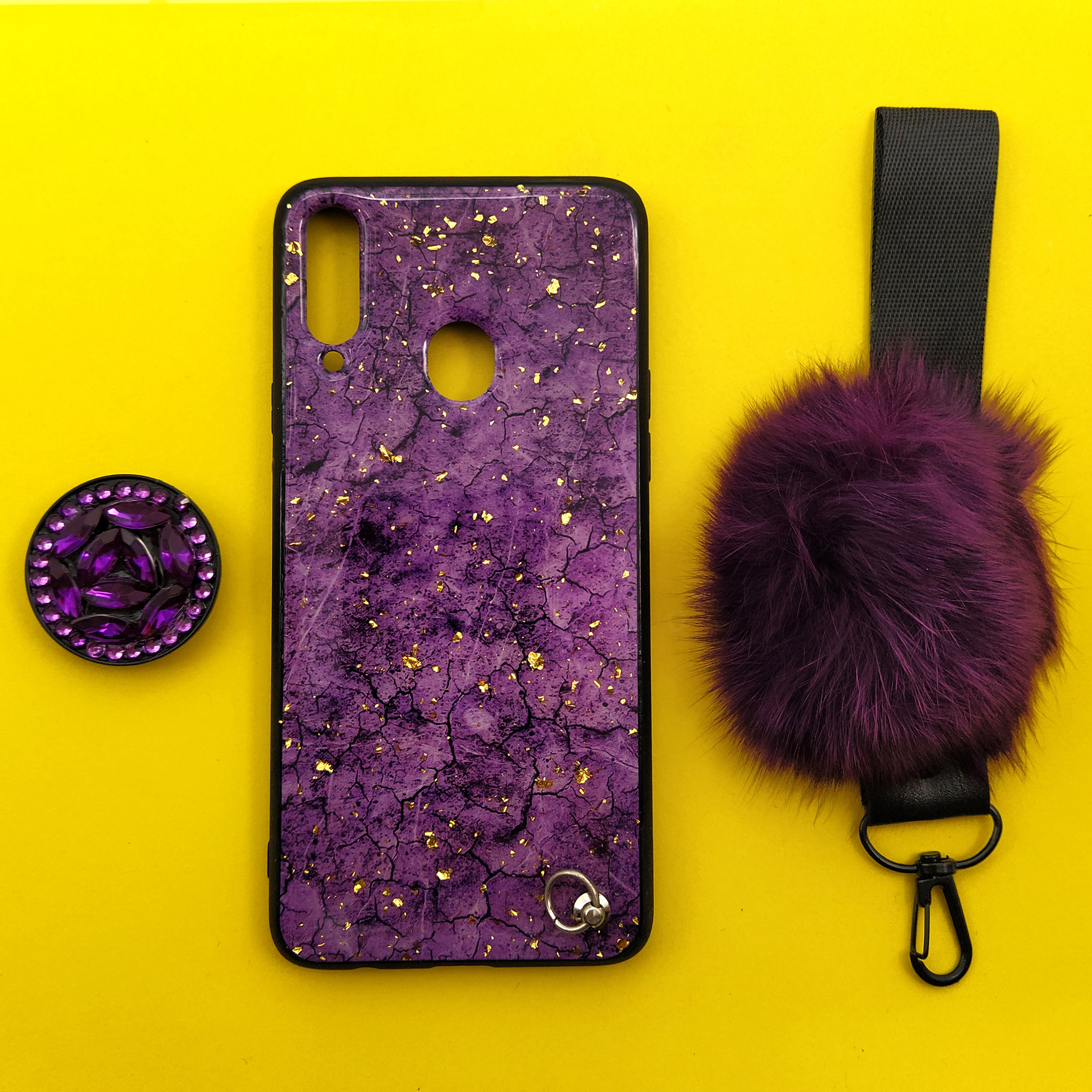 کاور مدل پام پام کد 04 مناسب برای گوشی موبایل سامسونگ Galaxy A20S به همراه بند و پایه نگهدارنده