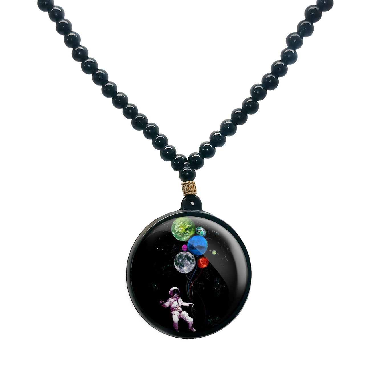 گردنبند پرمانه طرح فضانورد کد pmd.4206 مدل دو طرفه