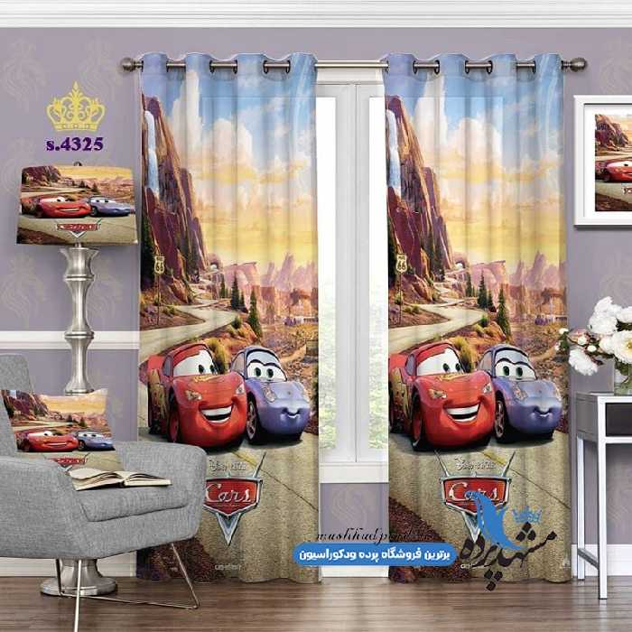 پرده پانچ کودکانه طرح ماشین ها کد s-4325