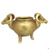 ظرف سفالی طرح دو سر بز پتینه مدل 901-00