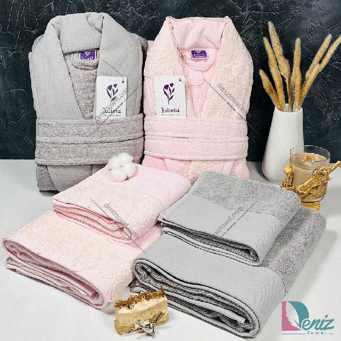 حوله ست دو نفره ژولیتا طرح دانتل فیلی و صورتی