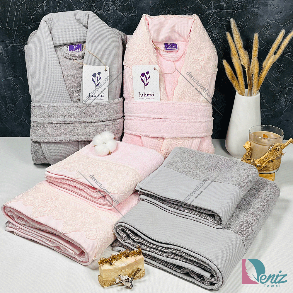 حوله ست دو نفره ژولیتا طرح دانتل فیلی و صورتی