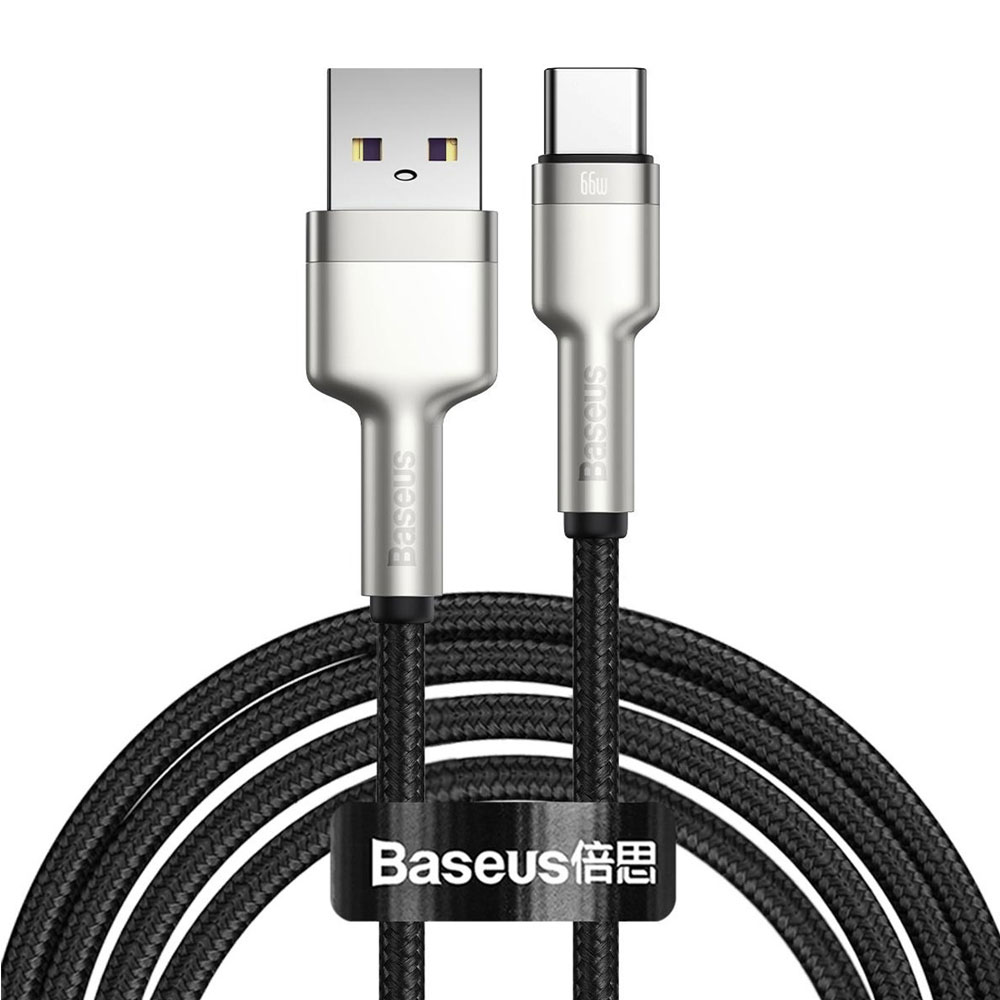 کابل شارژ USB به Type-C بیسوس مدل Cafule Metal CAKF000001 طول 25 سانتی متر توان 66 وات