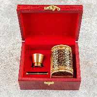 پک هدیه زعفران(زعفران قائنات-هاون-صندوقچه خاتم- جعبه چوبی)