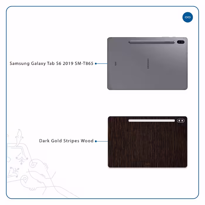 برچسب پوششی ماهوت مدل Dark-Gold-Stripes-Wood مناسب برای تبلت سامسونگ Galaxy Tab S6 2019 SM-T865