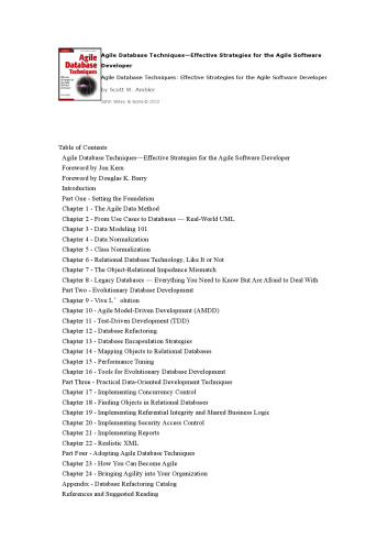 خرید و دانلود نسخه کامل کتاب Agile database techniques: effective strategies for the agile software developer