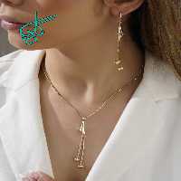 خرید نیم ست زنانه ژوپینگ آویزی رنگ ثابت ضد حساسیت آبکاری شده کیفیت عالی کد 1715343 - ردگل