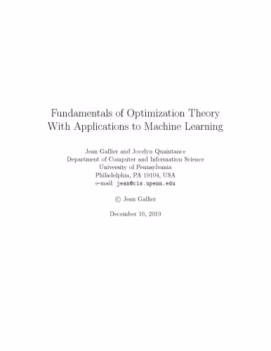 خرید و دانلود نسخه کامل کتاب Fundamentals of Optimization Theory With Applications to Machine Learning