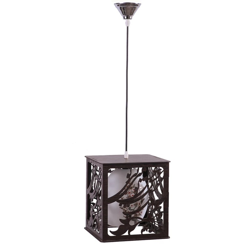 لوستر  تک شعله -لوستر آویز سقفی -لوستر اتاق خواب  -لوستر  کوچک -لوستر چوبی -لوستر چوب تک شعله کوچک طرح عشق